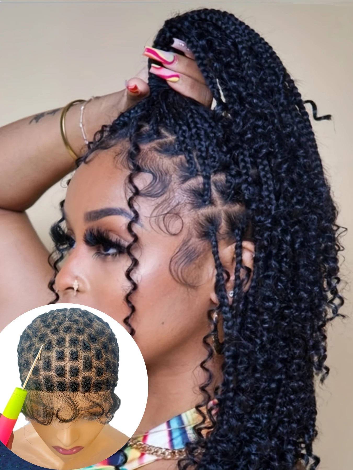Premium Nylon Wig Cap for Women ,DIY Weaving,Breathable & Comfortable,Double Full Lace Crochet Wig Cap with Baby Hair