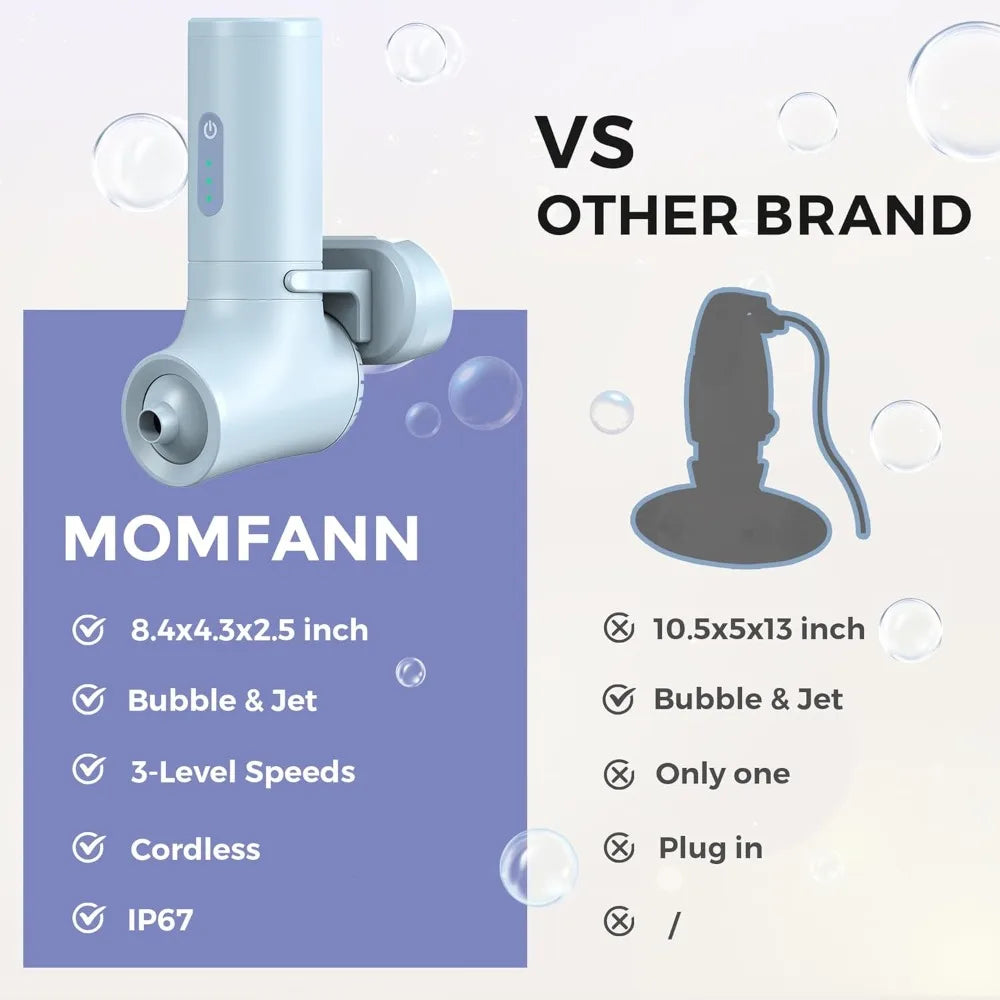Bubble Maker/Bath Jet Mode, Cordless Portable Bathtub Accessories with 3-Level Adjustable Speed, Bathtub Jets for Home Spa