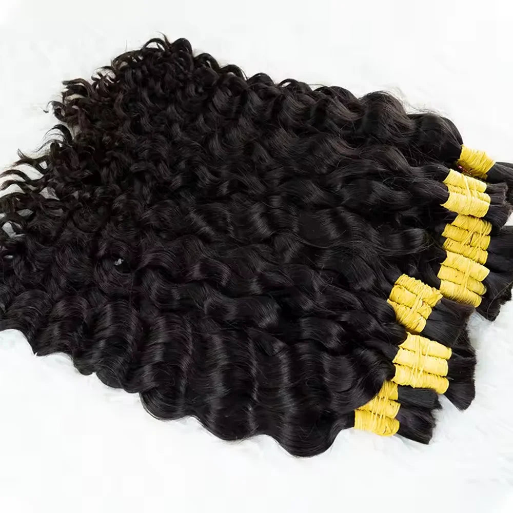 Boho Braids Human Hair Boho Hair for Braiding Knotless Deep Wave Human Hair Bulk Hair for Braiding For Women Choice
