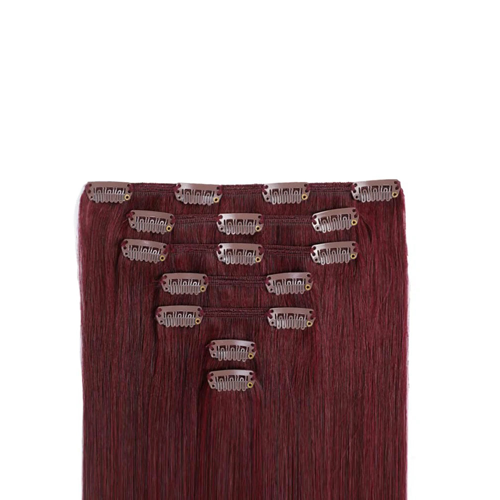 100% Human Hair Clip Ins Seamless Full Head Natural Look Clip-In Tape-In Extensions for Easy Hair Transformation