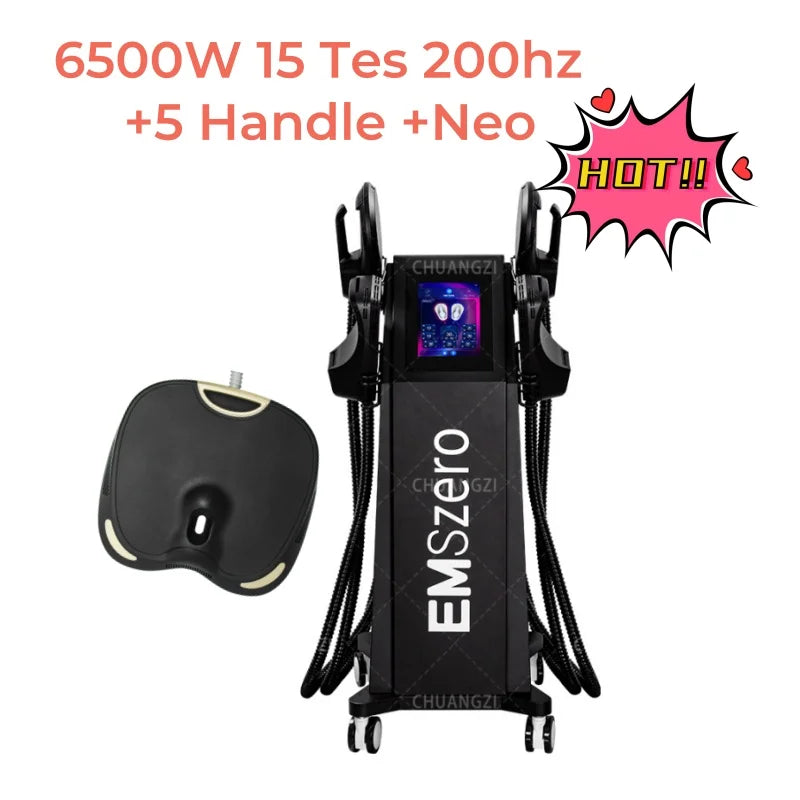 Professional RF EMSzero Body Sculpting Machine Electric EMS Fat Burning Slimming Muscle Stimulator 15 Tes 6500W 5 Handle Neo