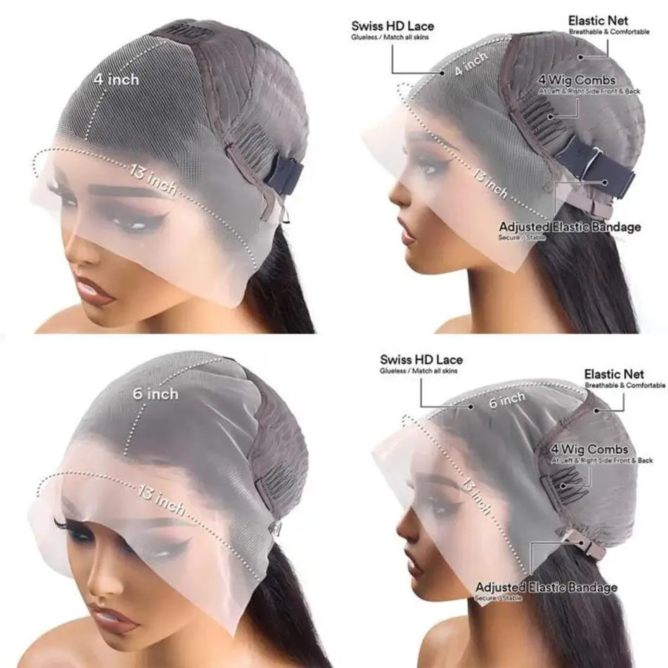 Highlight Ombre Lace Frontal Wig Human Hair 180% Density Deep Wave Human Hair Wigs For Women P4/27 Curly HD Transparent Lace Wig