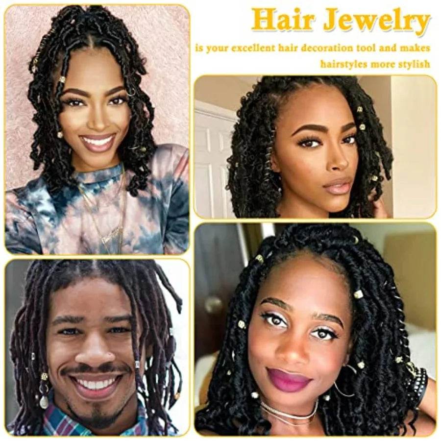 262 Pcs Dreadlock Accessories for Women, Hair Jewelry for Braids Loc Jewelry Hair Decorations, Gold and Silver Hair Accessories