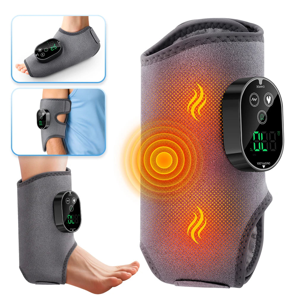 3-in-1 Cordless Heated Ankle Massager with Extension Strap, for Right Left Foot,Electric Massage Vibrating Sole Wrap,Joint Relax