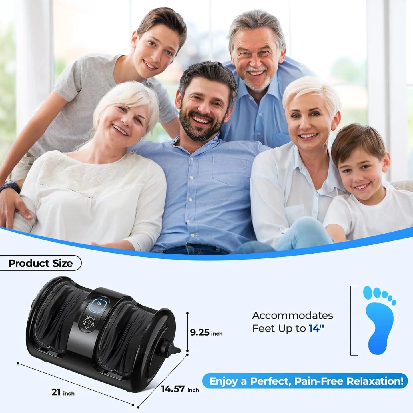 Foot and Calf Massager with Heat Shiatsu Airbag Massage Machine 3 Speed Adjustable Intensity for Home Spa Foot Relax Waterproof