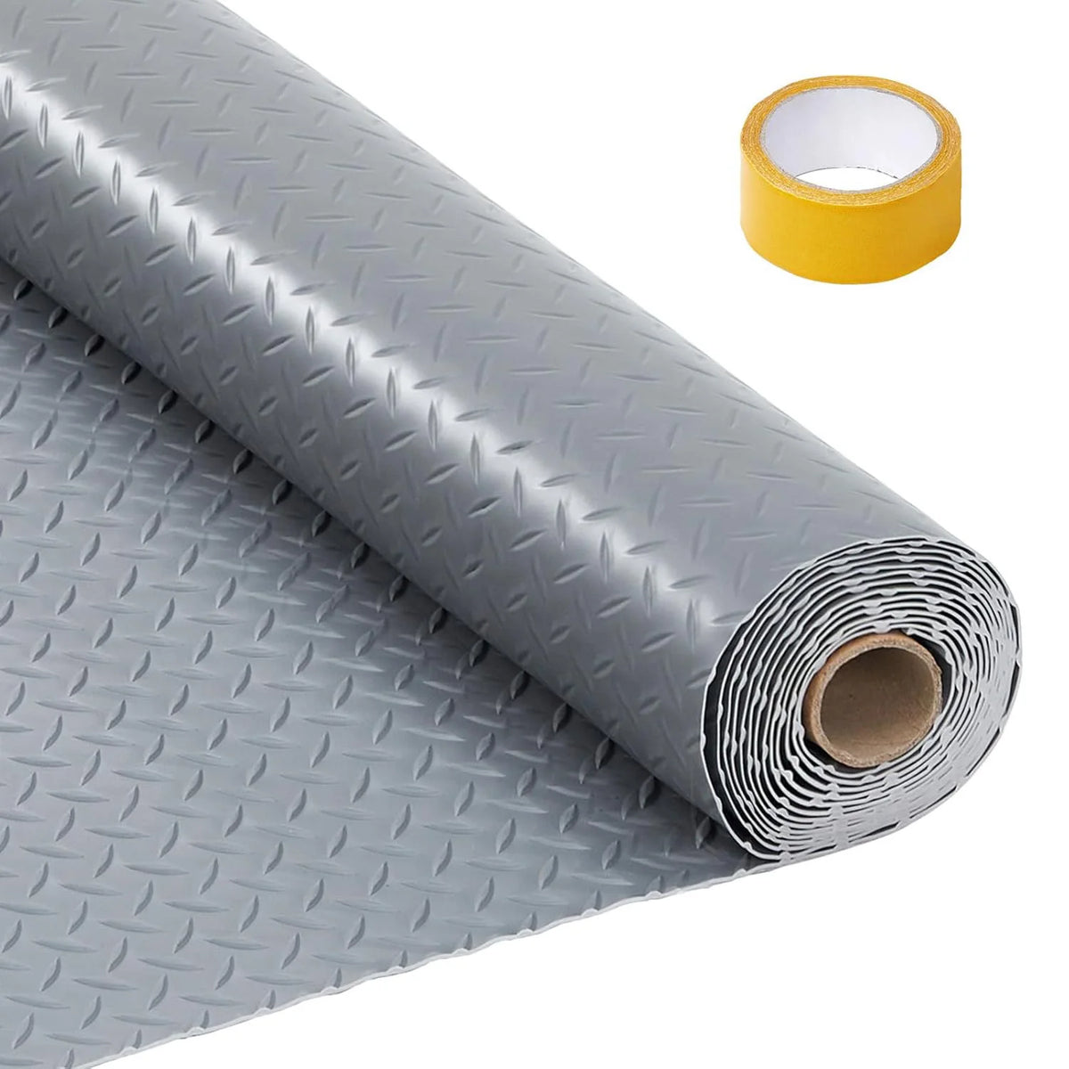 7.5x17FT Industrial Garage Flooring Roll 2.8mm PVC Floor Mat Diamond Tread Under Car Protector Workshop Gym Waterproof Liner