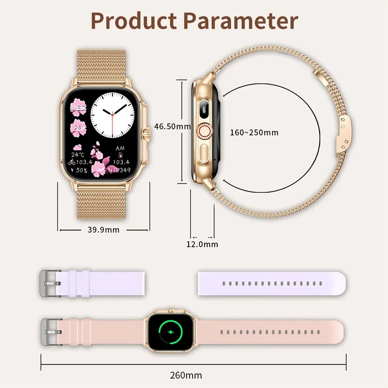 1.95 Inch Large Screen Women Outdoor Sports Smartwatch Plus - Touchscreen, Motion Tracking, Wireless Connectivity