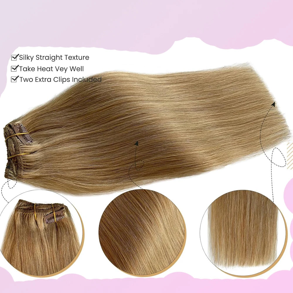 Real Natural Hair Extensions Clip Ins Human Hair Extensions Cheveux Humain for Volume And Lengthening Hair Styling