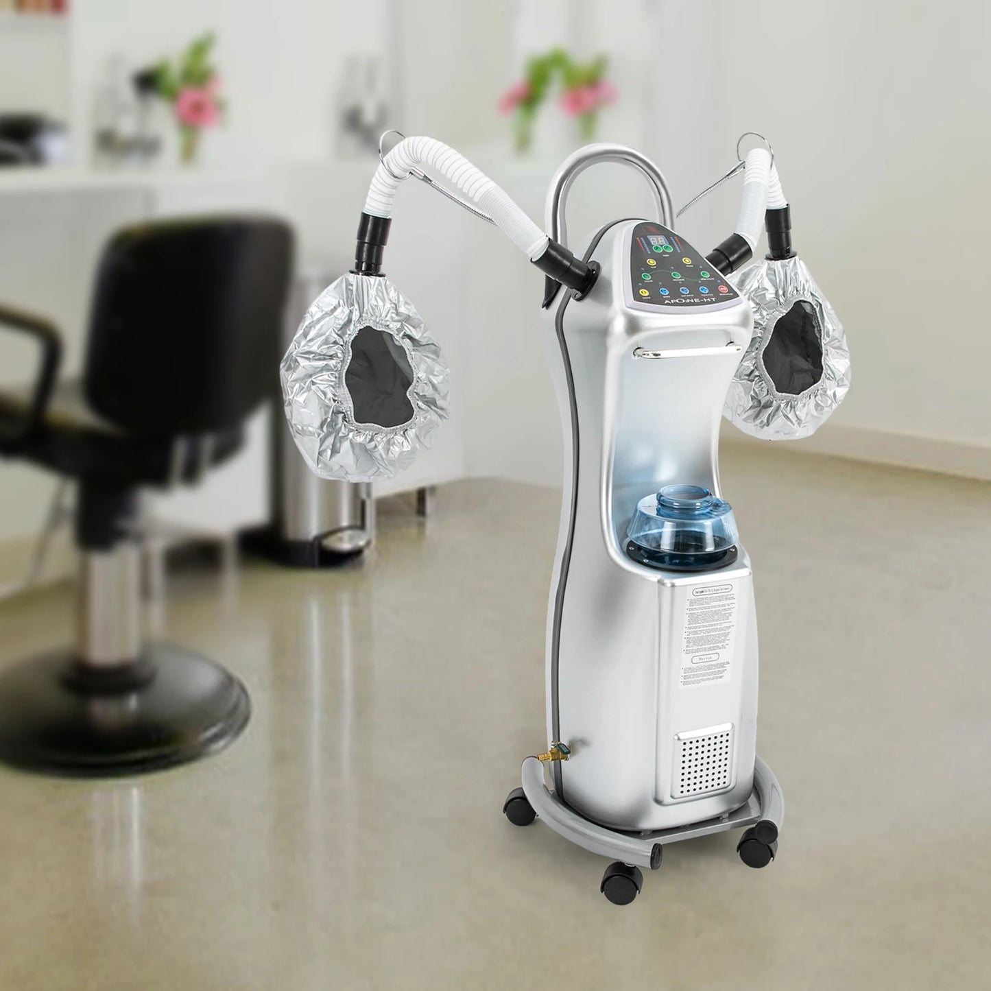 Standing Hair Steamer 650W Professional Hair Treatment Machine Hooded Heating Steam Cap Hair Processor with Wheels