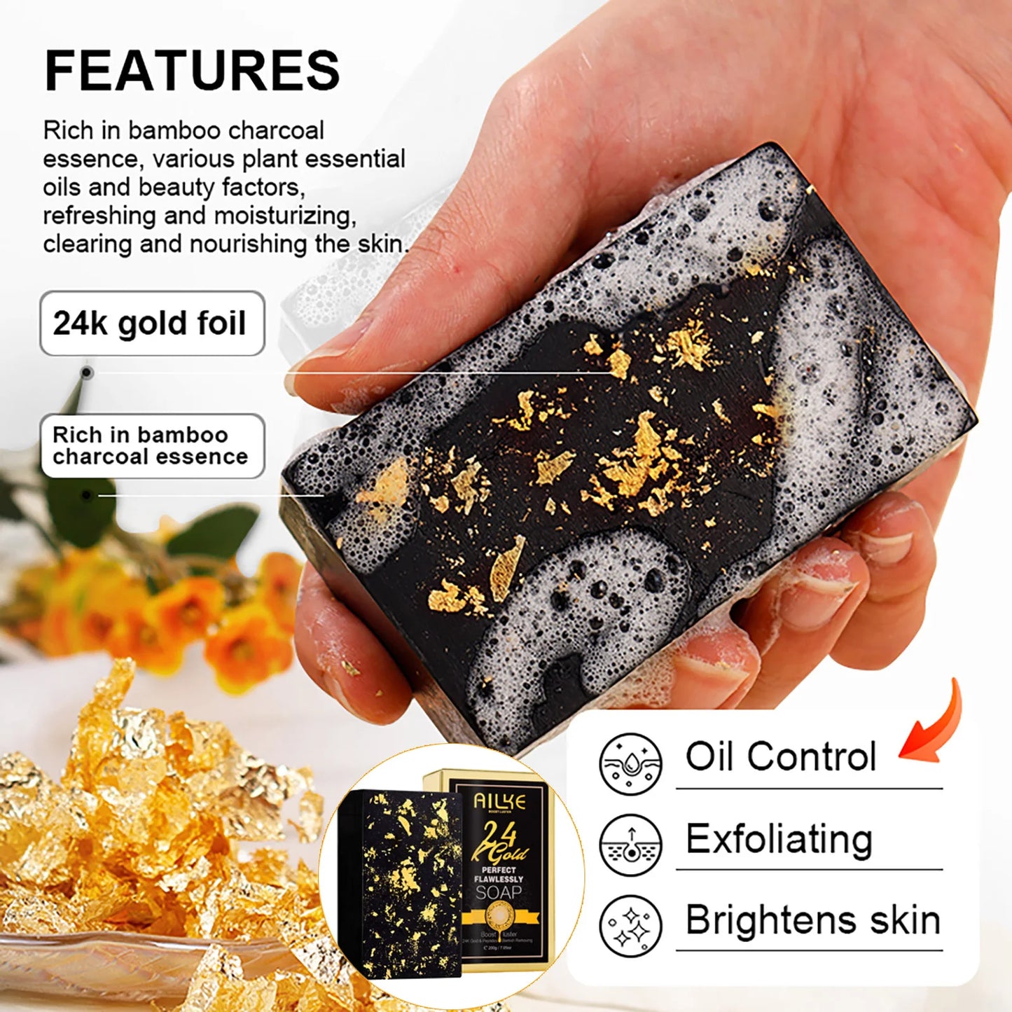 AILKE 24k Gold Whitening Range For All Skin Types, Remove Dark Spots, Wrinkles, Hyperpigmentation, Moisturizing, Hydration