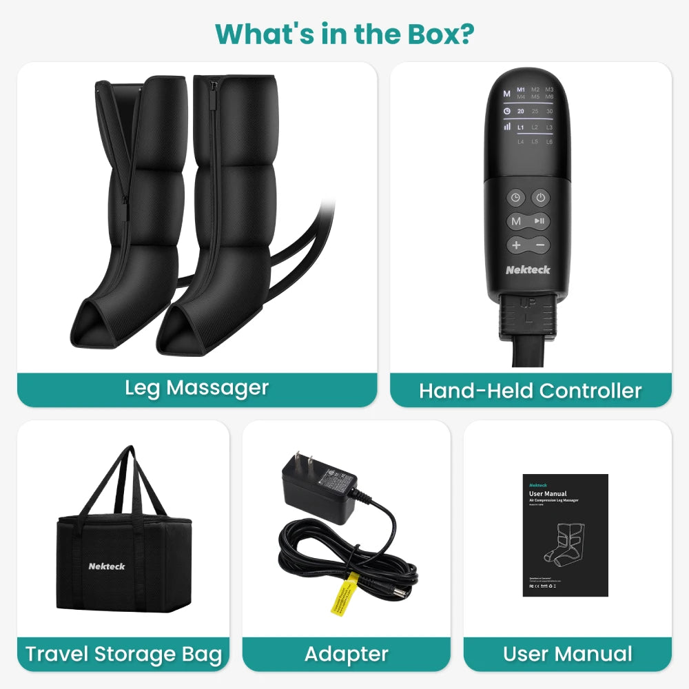 Air Compression Leg Massager for Lymphedema Pain Relief - 6 Level Circulation Booster, Restless Legs Therapy (Parents Bday Gift)