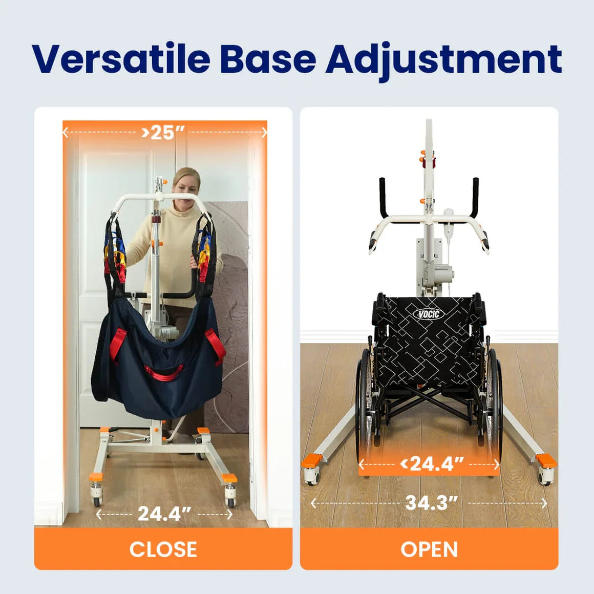 Electric Transfer Lift - Adjustable Hydraulic Lift Chair for Seniors, 400lbs Weight Capacity, Ergonomic Handles & Sturdy Frame