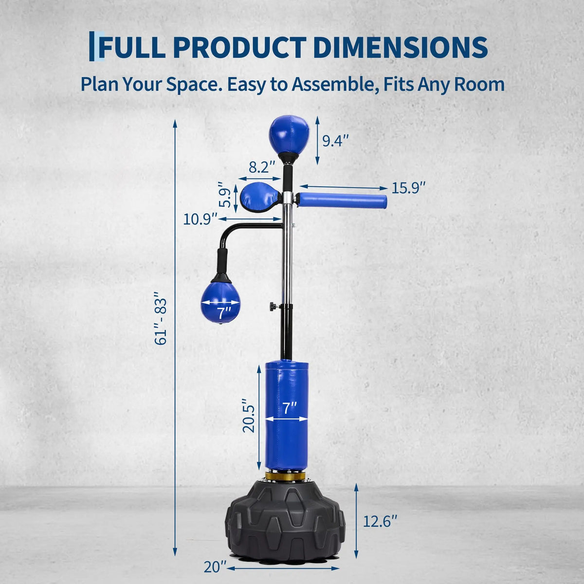 Freestanding Punching Bag With Swivel Bar And Dual Speed Balls