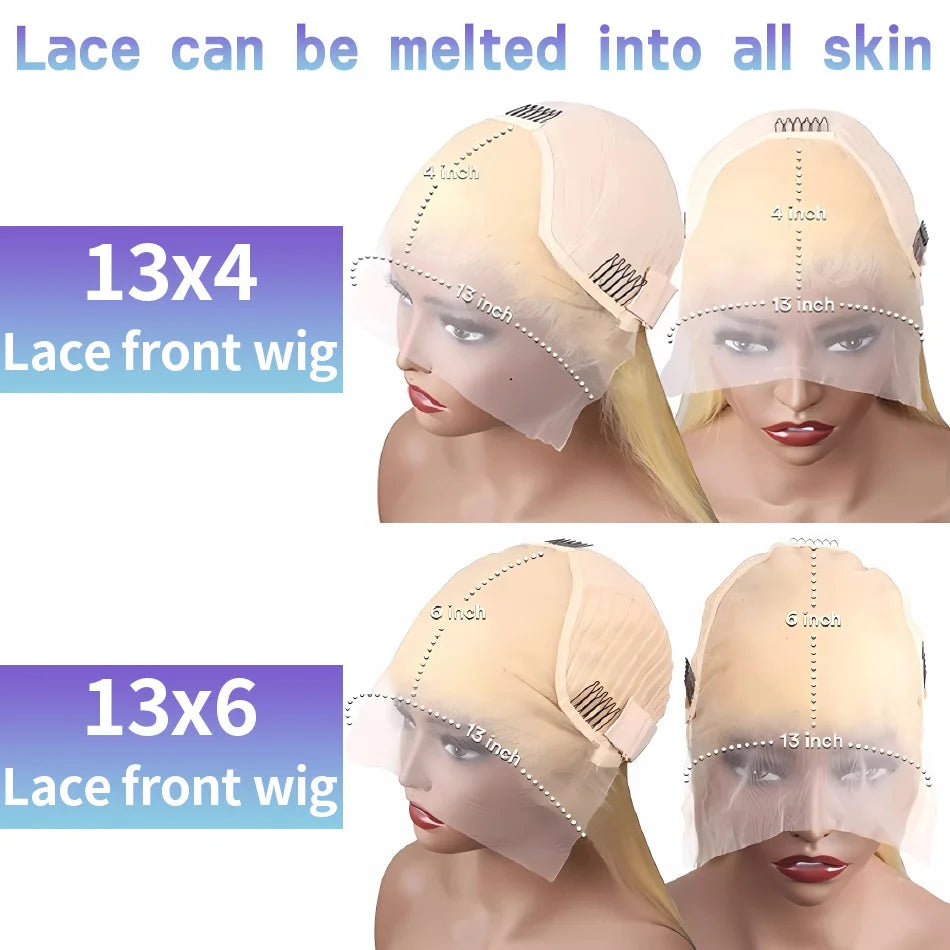Blonde 613 Lace Frontal Wigs 4x4 Glosure Bone Straight 13X4 Lace Front Wigs 13X6 Human Hair Closure Wigs For Women 200 Density