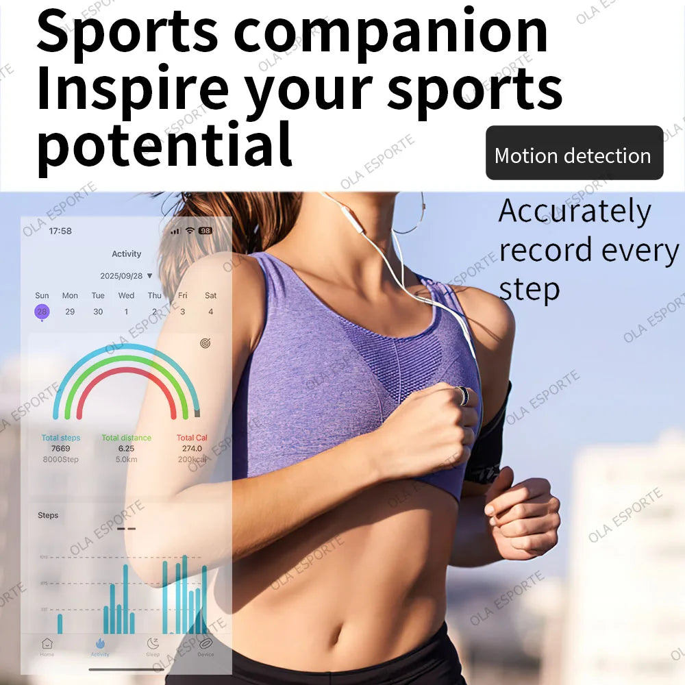 Ola Esporte Smart Ring LED Display Health and Activity Monitor