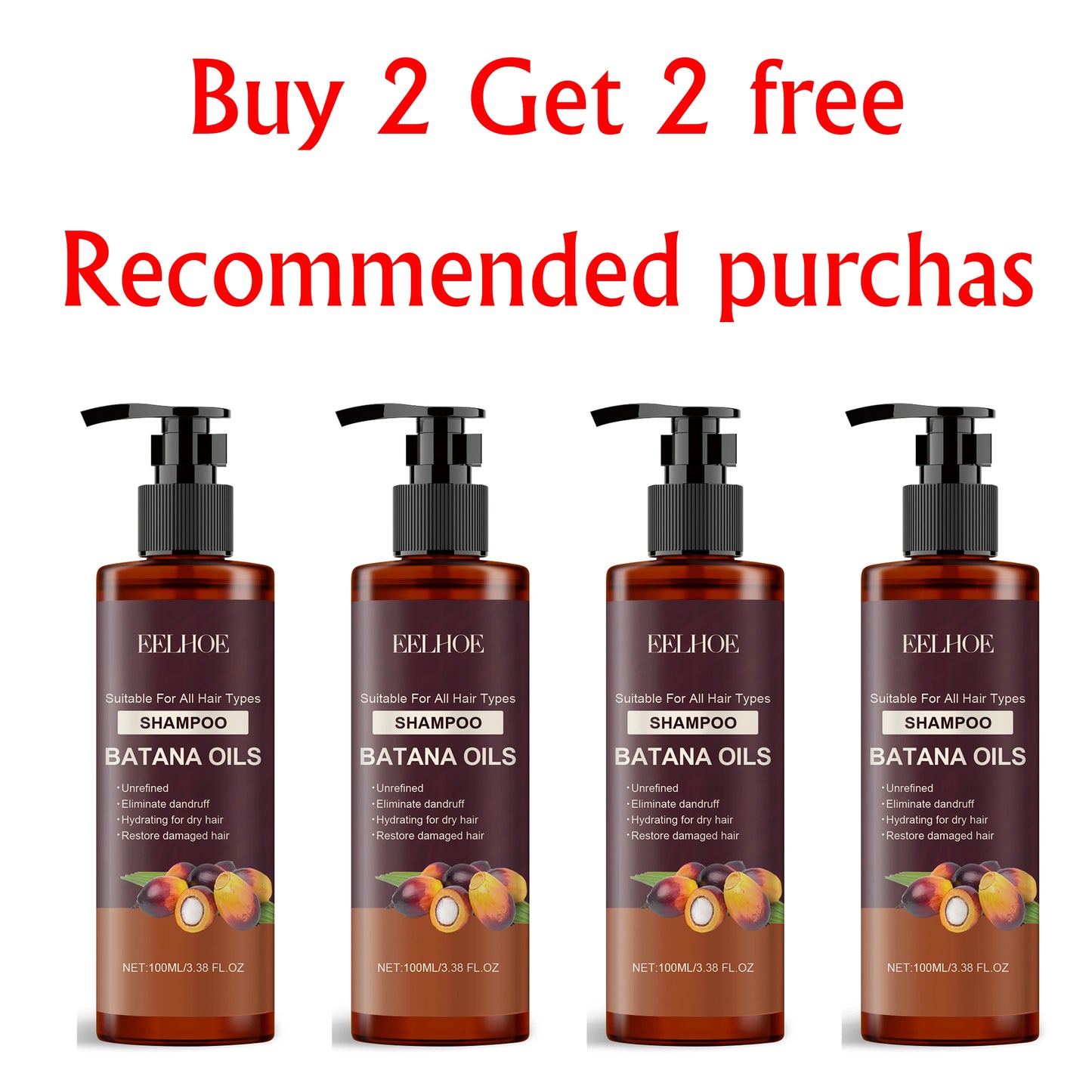 EELHOE 100ml Batana Oils Shampoo Strengthening Lasting Effect Easy Coloring Nourish Scalp Non-irritating Cover Gray White Hair