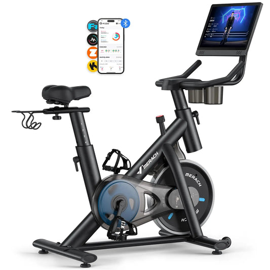 MERACH Indoor Exercise Bike With Quiet Brake Pad And App