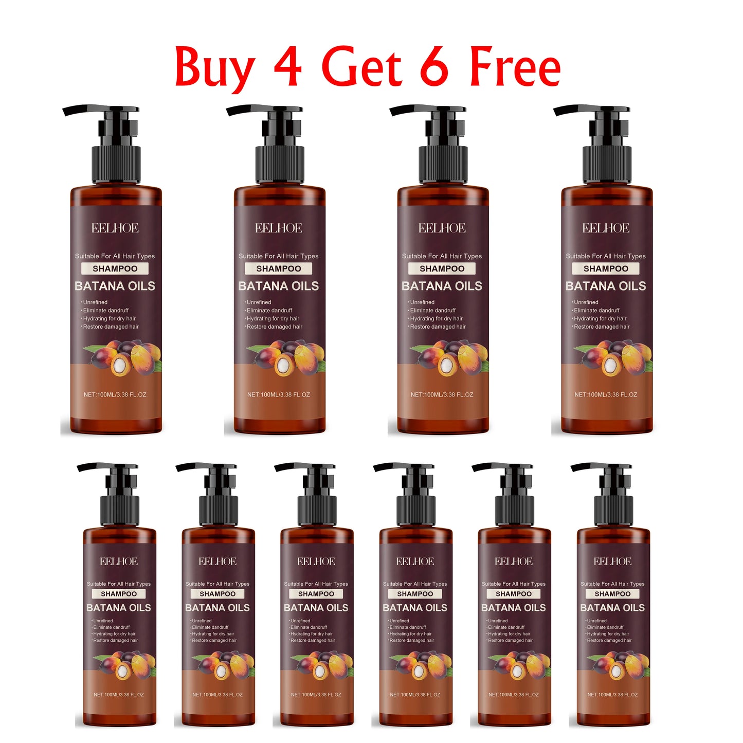 EELHOE 100ml Batana Oils Shampoo Strengthening Lasting Effect Easy Coloring Nourish Scalp Non-irritating Cover Gray White Hair