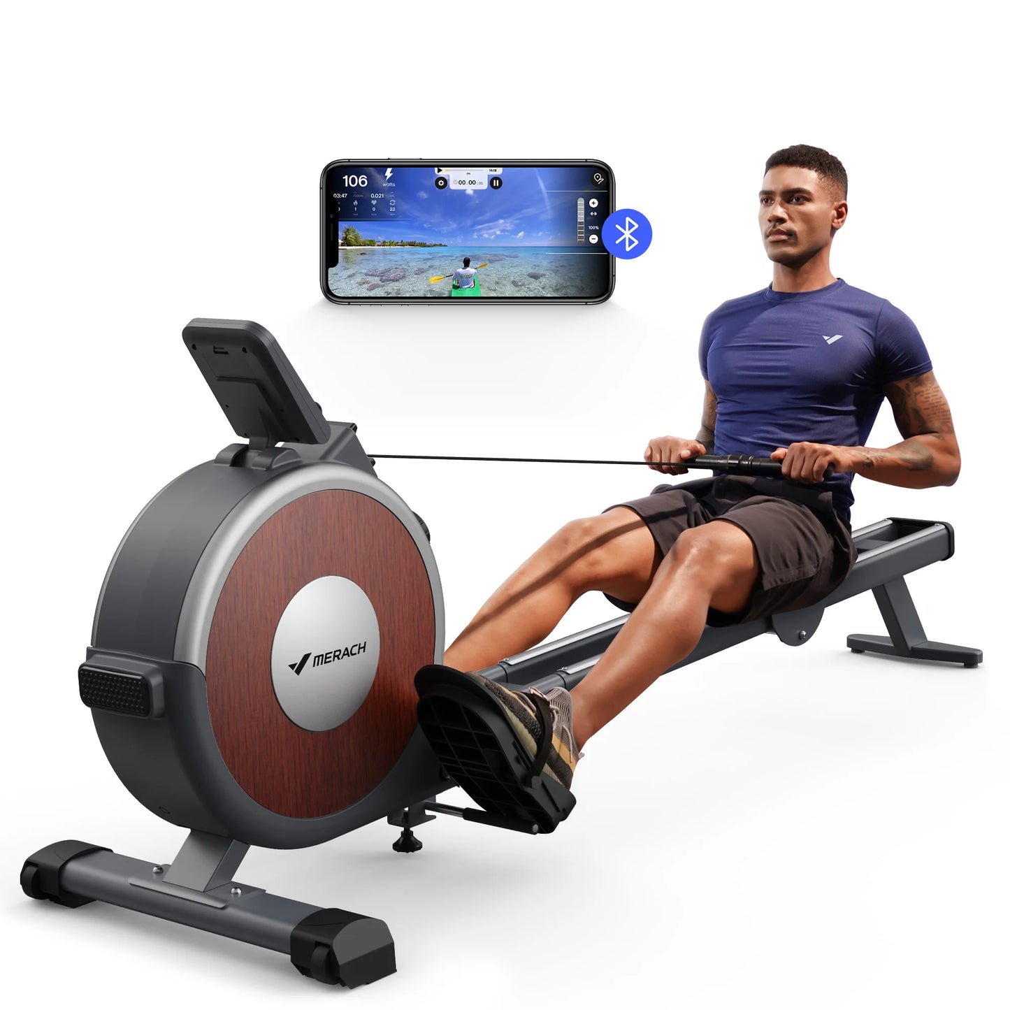 MERACH Rowing Machine Magnetic Rower Machine for Home 16 Levels Quiet Resistance Dual Slide Rail Max 350lb Weight Capacity  R02