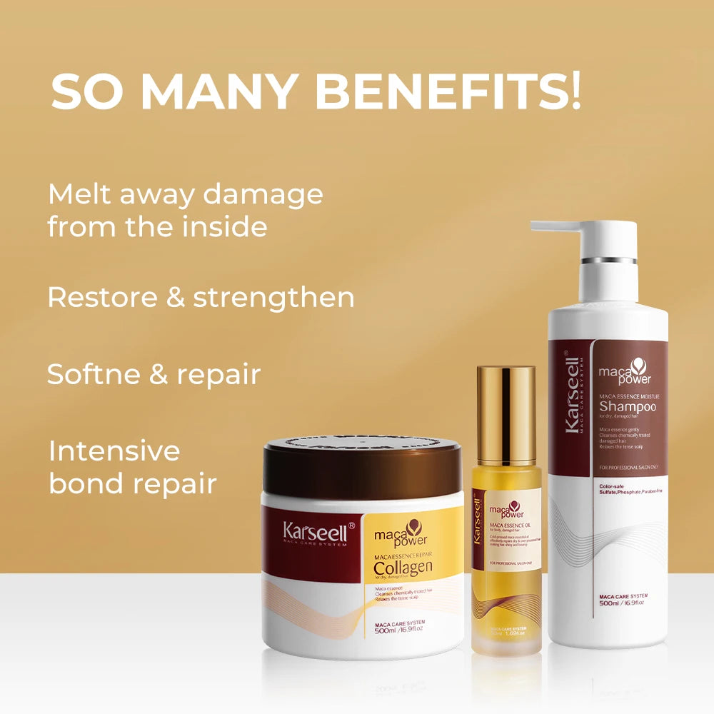 Karseell Collagen Hair Mask + Argan Oi + Hair Shampoo Essence Moisturizing Repair Set for Dry Damaged Hair Gift