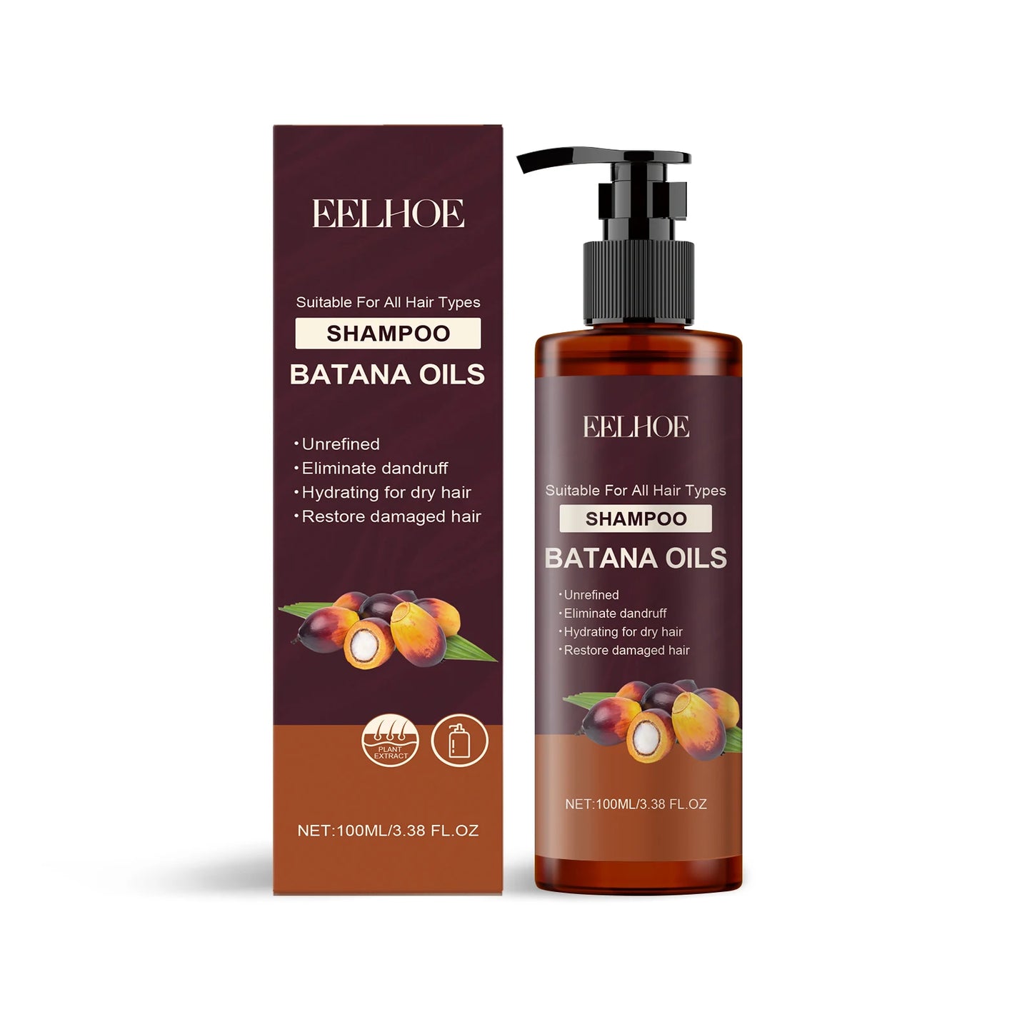 EELHOE 100ml Batana Oils Shampoo Strengthening Lasting Effect Easy Coloring Nourish Scalp Non-irritating Cover Gray White Hair