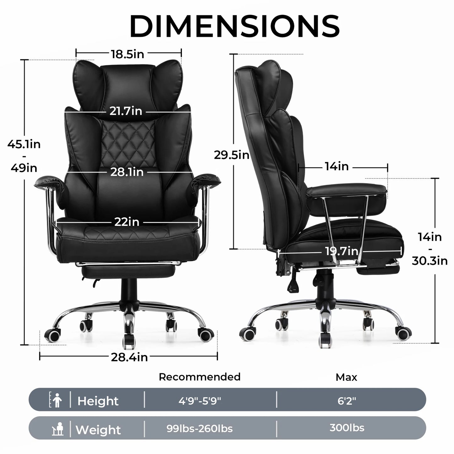 COMHOMA Ergonomic Office Chair With Footrest Pocket Spring Lumbar Support