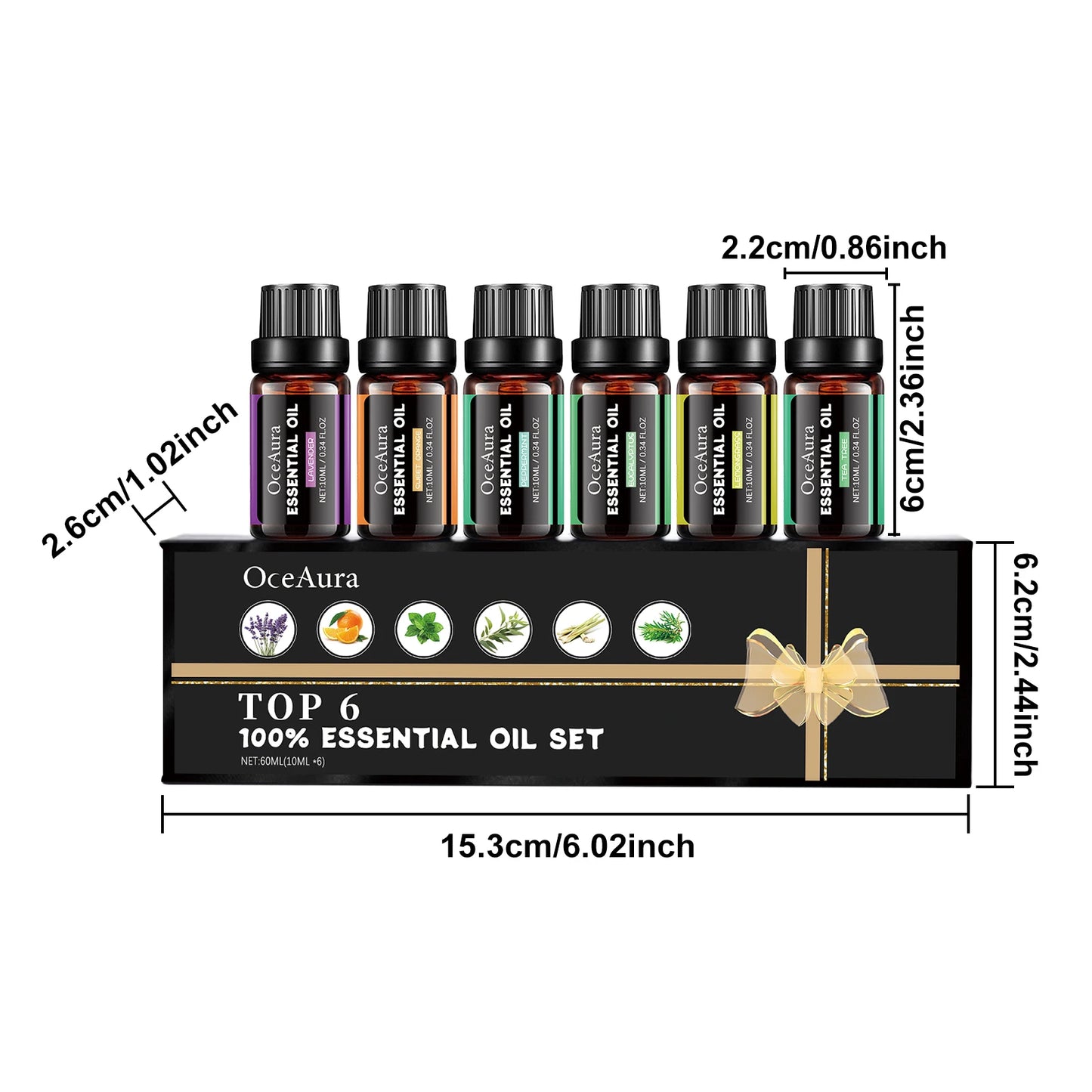 Oceaura Aromatherapy Essential Oil Set for Massage Plant-Based Body Oil to Smooth Skin Relieve Fatigue Moisturize And Relax
