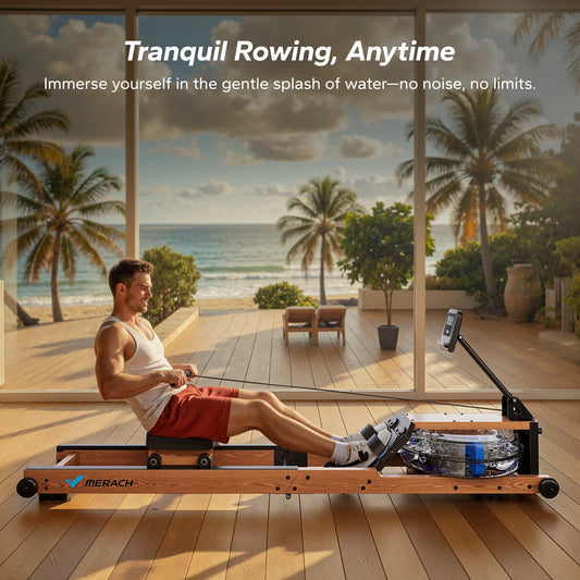 MERACH Water Rowing Machine For Home Foldable 400 Lb Capacity