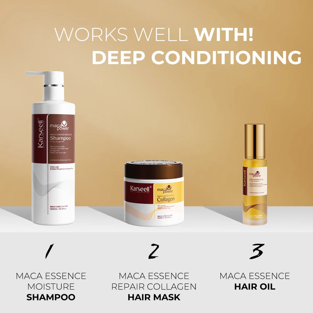 Karseell Collagen Hair Mask + Argan Oi + Hair Shampoo Essence Moisturizing Repair Set for Dry Damaged Hair Gift