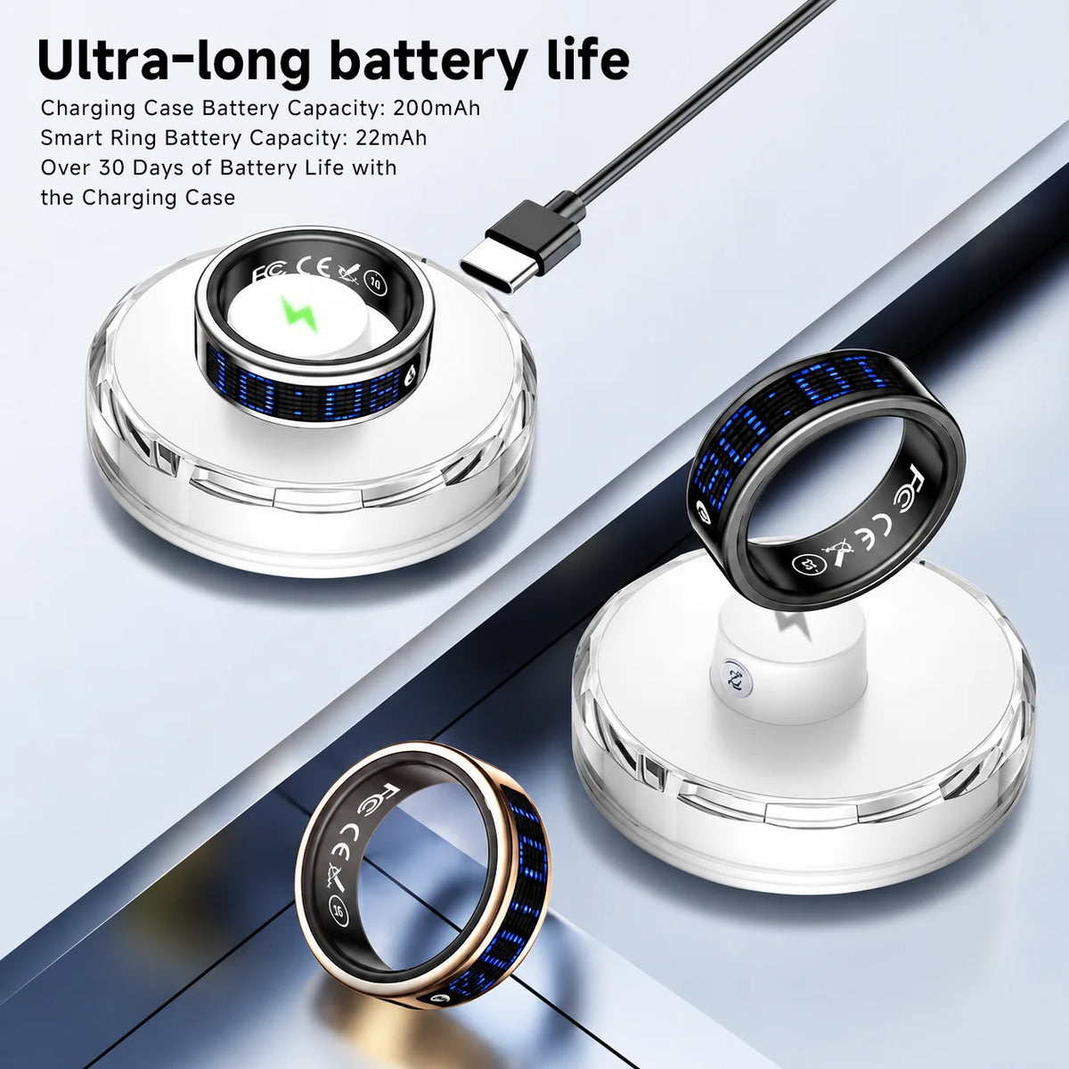Ola Esporte Smart Ring LED Display Health and Activity Monitor