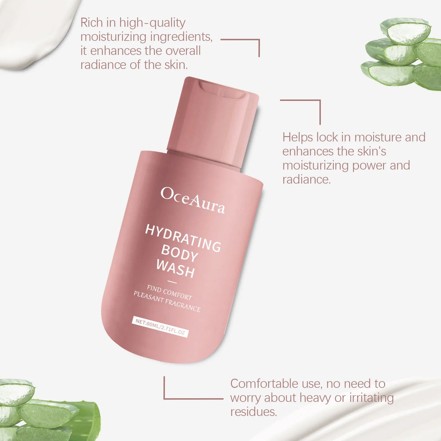 Oceaura 80ml Soothing Body Bathing Lotion Lasting Fresh Fragrance Moisturizing Exfoliate Body Wash Oil Control Clean Dirt Lotion