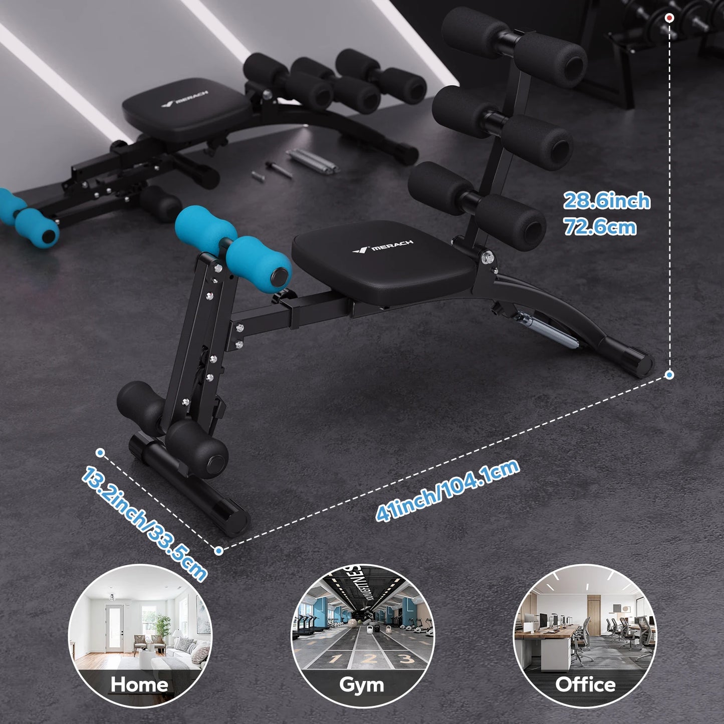 MERACH Ab Machine Multi-Functional Adjustable Ab Trainer Workout Bench for Home Gym Sit Up Machine for Abdominal Exercise Chair
