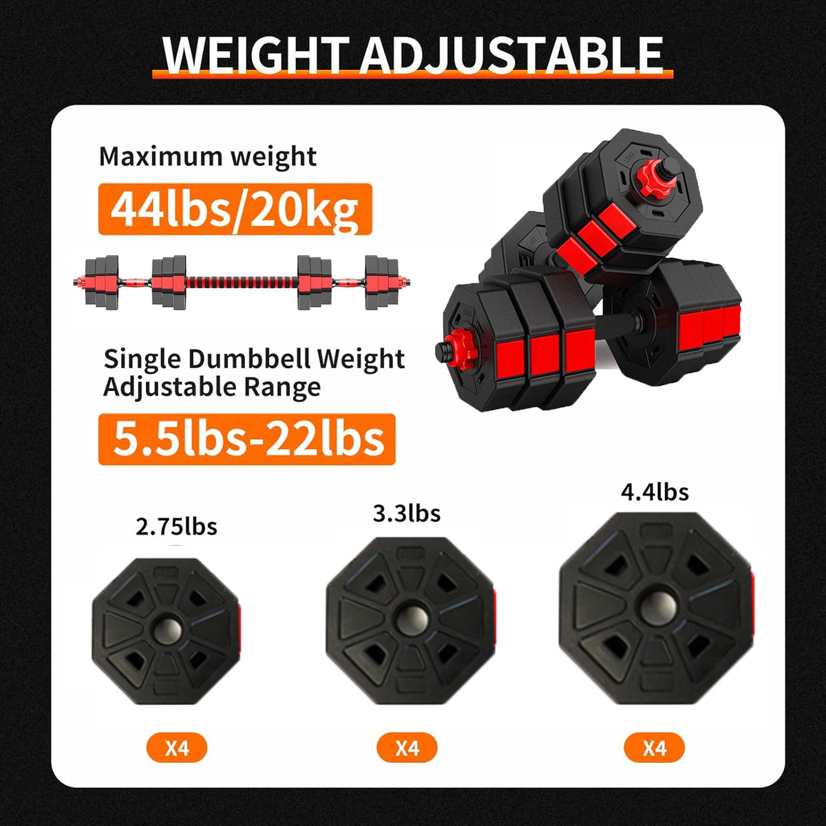 Adjustable Dumbbell To Barbell Set For Home Gym Strength Training