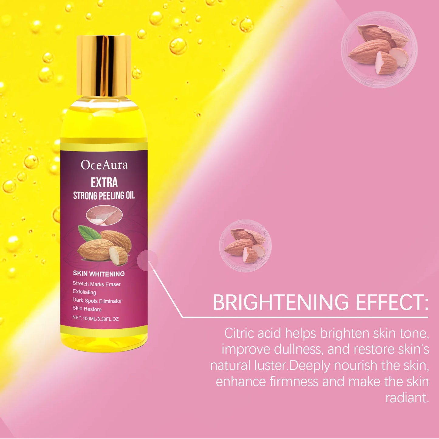 Oceaura 100ml Body Exfoliating Oil for Legs Arms & Hands Moisturizes Brightens & Removes Dark Dead Skin Yellow Peeling Effect