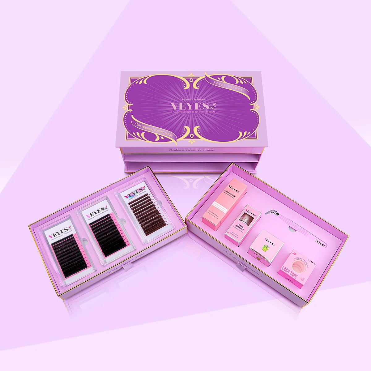 Veyes Inc MUST-HAVE Boxes For Eyelash Extensions Veyelash Cashmere Premium Lashes Glue Lash Bonder Remover Tape Volume Tweezer
