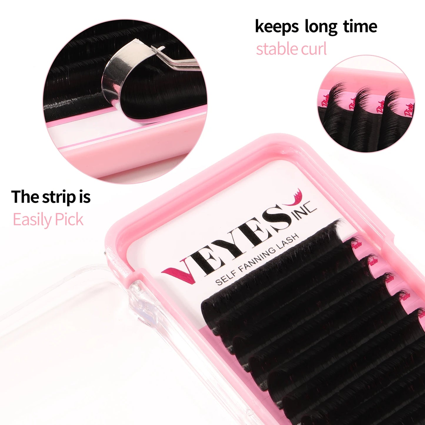 Veyes Inc Easy Fanning Eyelash Extensions Veyelash PBT Silk Russian Volume Lashes Fast Bloom Austomatic Flowering Natural Makeup