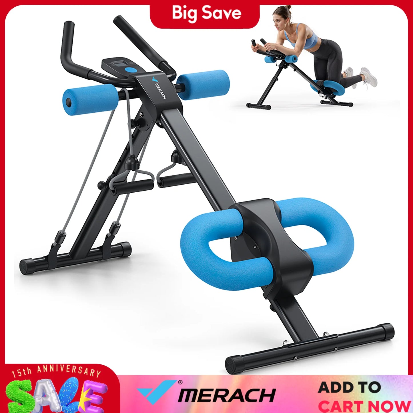 MERACH Ab Machine Adjustable Trainer Foldable Core Exercise System