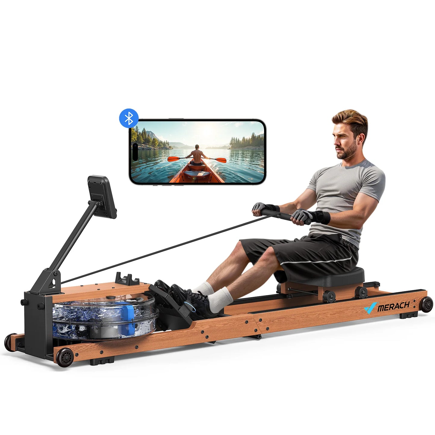 MERACH Water Rowing Machine For Home Foldable 400 Lb Capacity