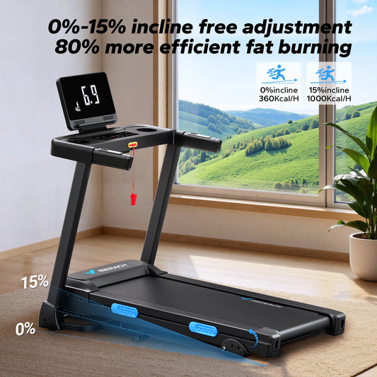 MERACH Foldable Treadmill T12 Incline Quiet Double Deck Cardio Machine