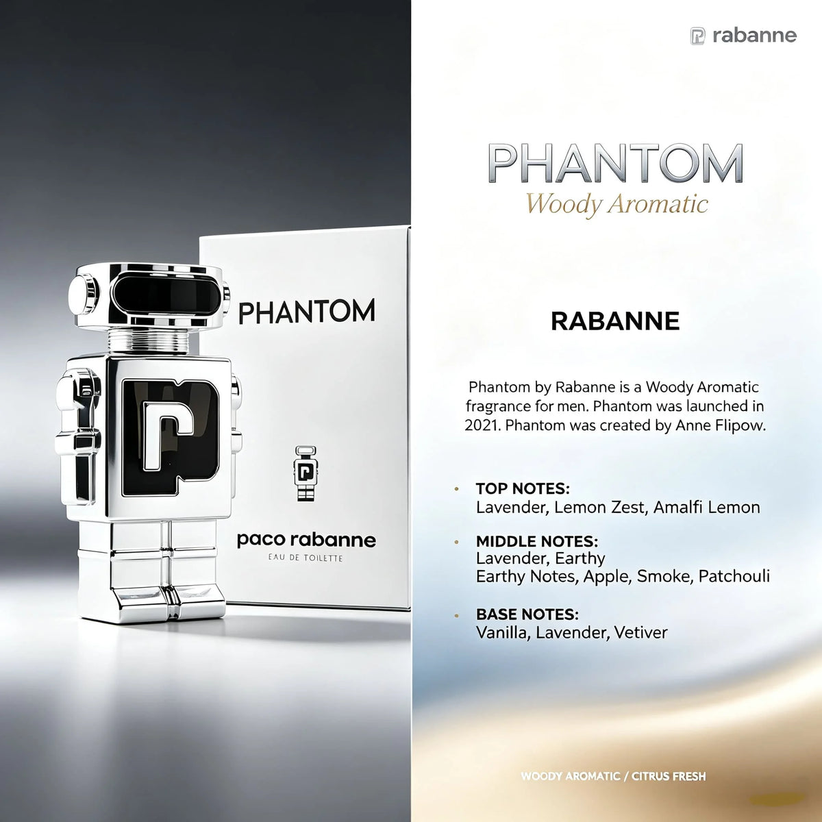 Paco Rabanne Phantom Men's Eau De Parfum With Lavender Vetiver