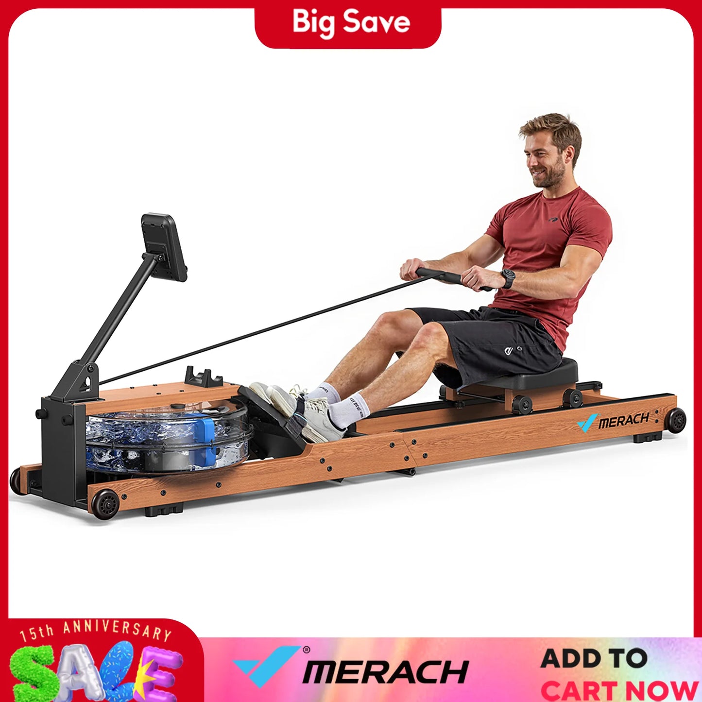 MERACH Water Rowing Machine For Home Foldable 400 Lb Capacity