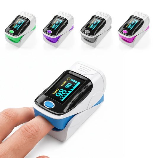 Fingertip Pulse Oximeter Blood Oxygen Saturation Monitor SpO2 PR Pulse Rate PI Perfusion Index Bright Color Display One Touch Auto Power Off Portable Oxygen Meter for Adults Kids Seniors Athletes Multiple Color Options