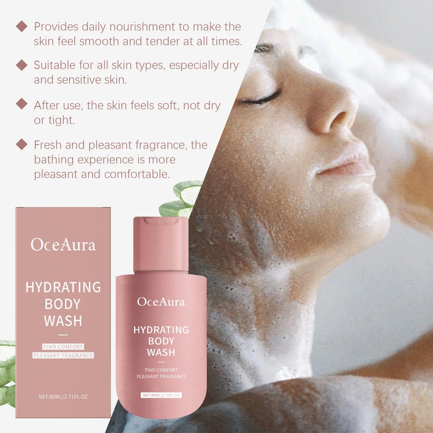 Oceaura 80ml Soothing Body Bathing Lotion Lasting Fresh Fragrance Moisturizing Exfoliate Body Wash Oil Control Clean Dirt Lotion