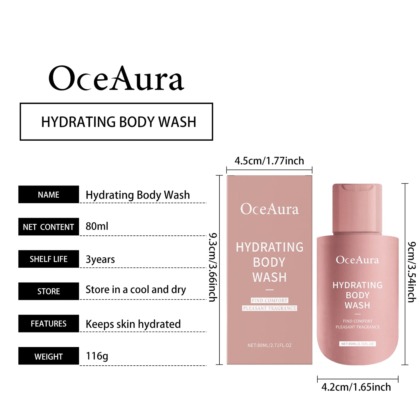 Oceaura 80ml Soothing Body Bathing Lotion Lasting Fresh Fragrance Moisturizing Exfoliate Body Wash Oil Control Clean Dirt Lotion