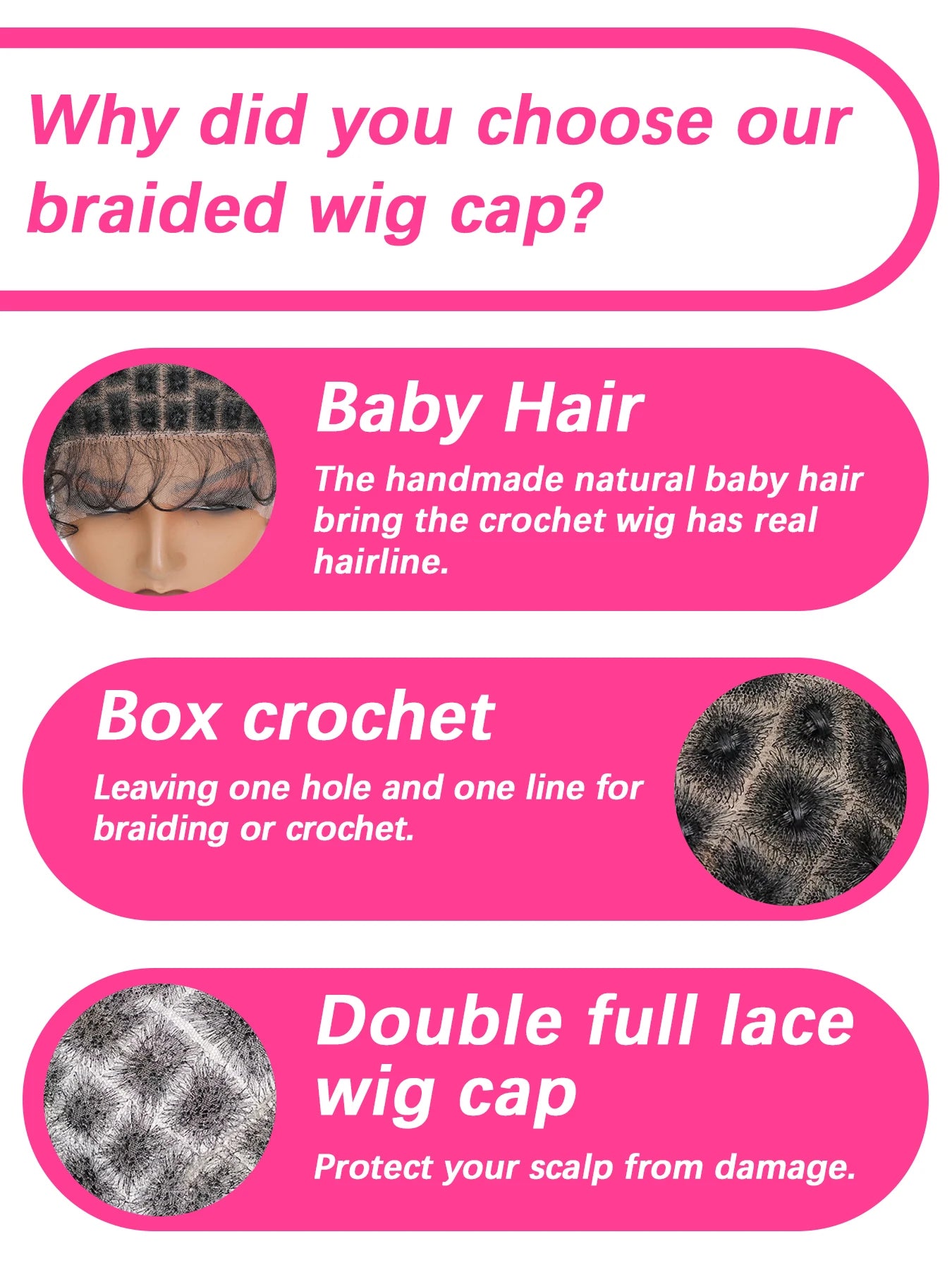 Premium Nylon Wig Cap  for Women ，DIY Weaving，Breathable & Comfortable，Double Full Lace Crochet Wig Cap with Baby Hair