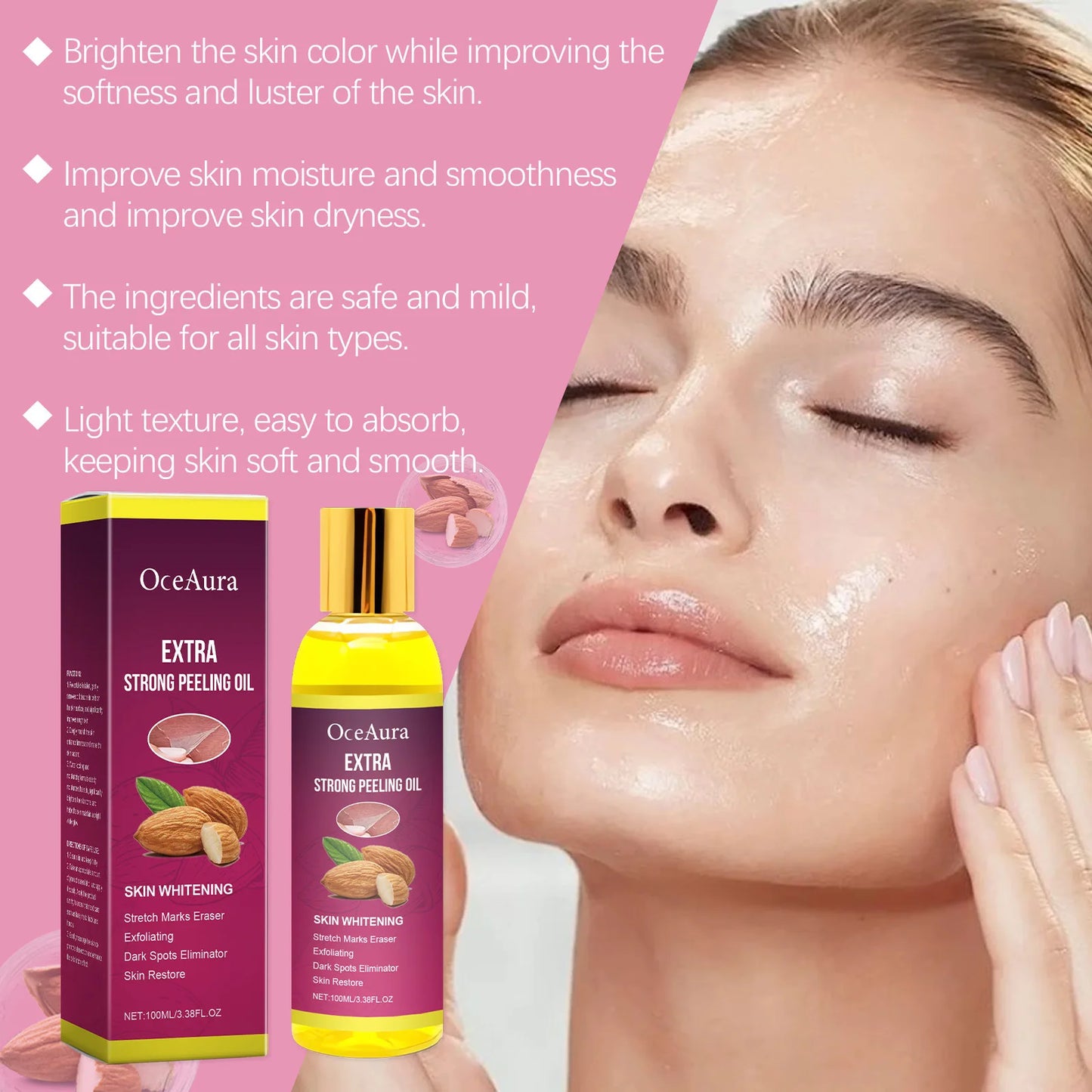Oceaura 100ml Body Exfoliating Oil for Legs Arms & Hands Moisturizes Brightens & Removes Dark Dead Skin Yellow Peeling Effect