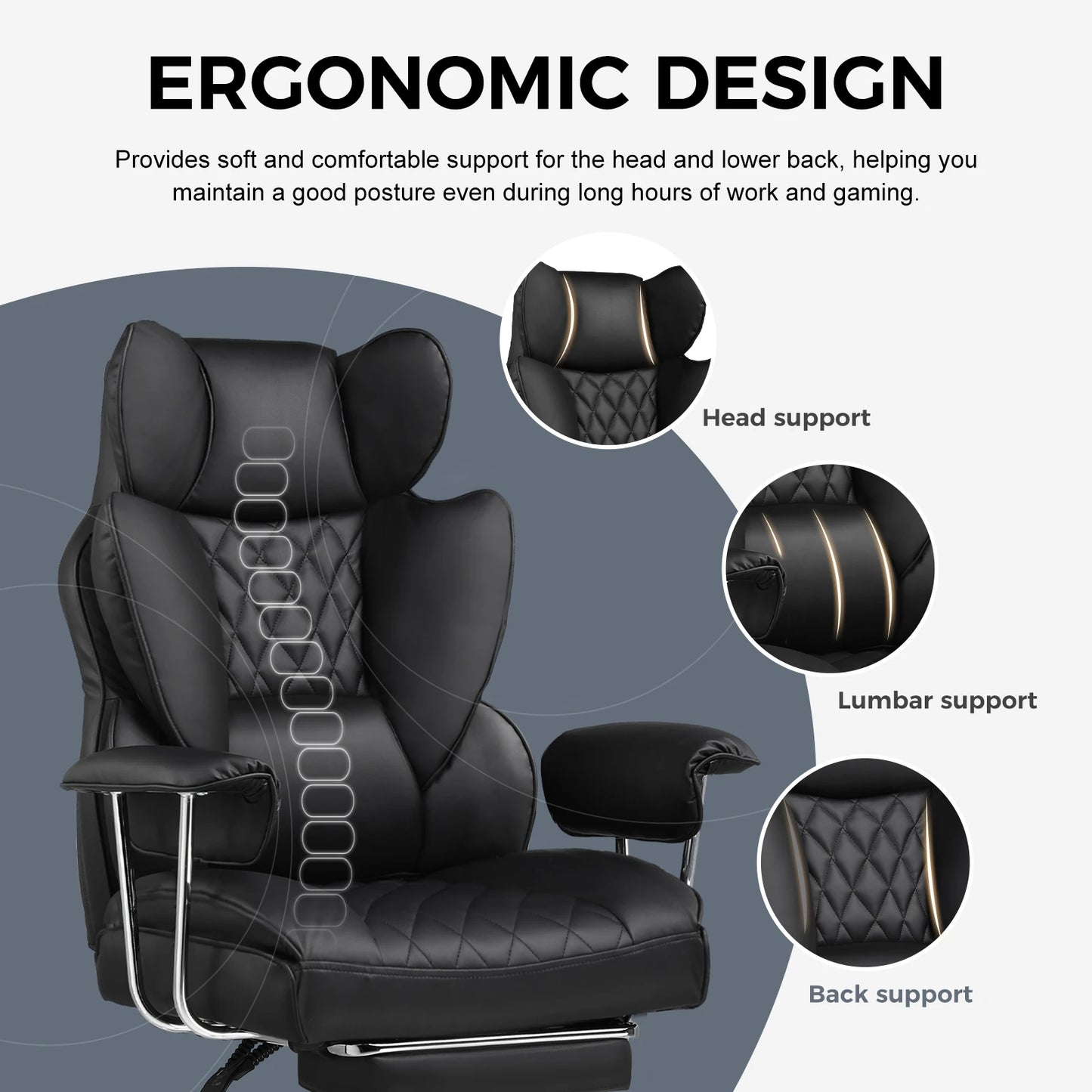 COMHOMA Ergonomic Office Chair With Footrest Pocket Spring Lumbar Support