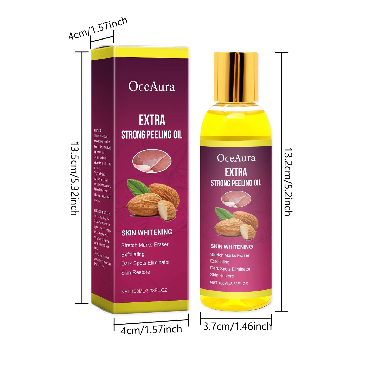 Oceaura 100ml Body Exfoliating Oil for Legs Arms & Hands Moisturizes Brightens & Removes Dark Dead Skin Yellow Peeling Effect