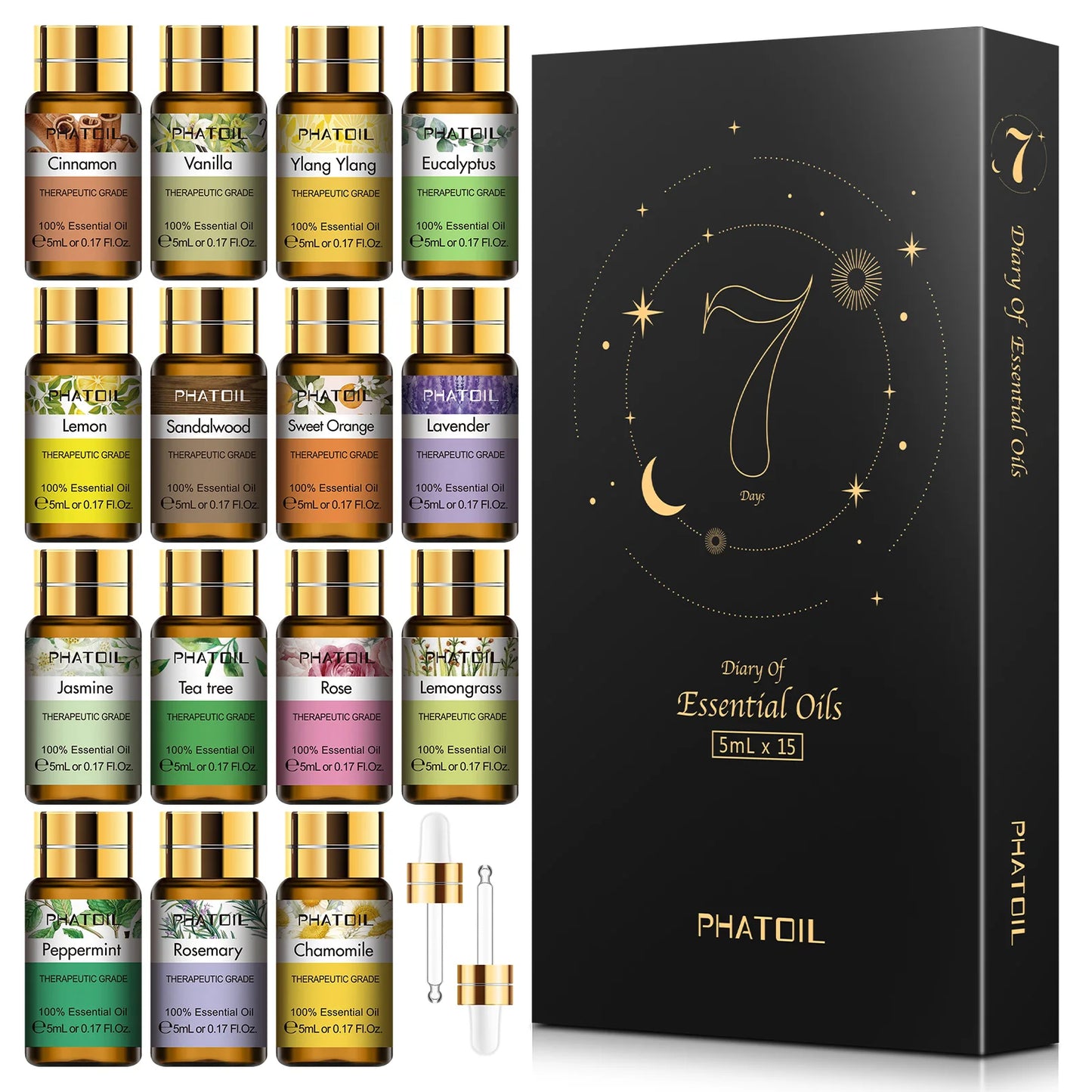 PHATOIL 15 Piece Essential Oils Set Pure Plant Aroma Oils