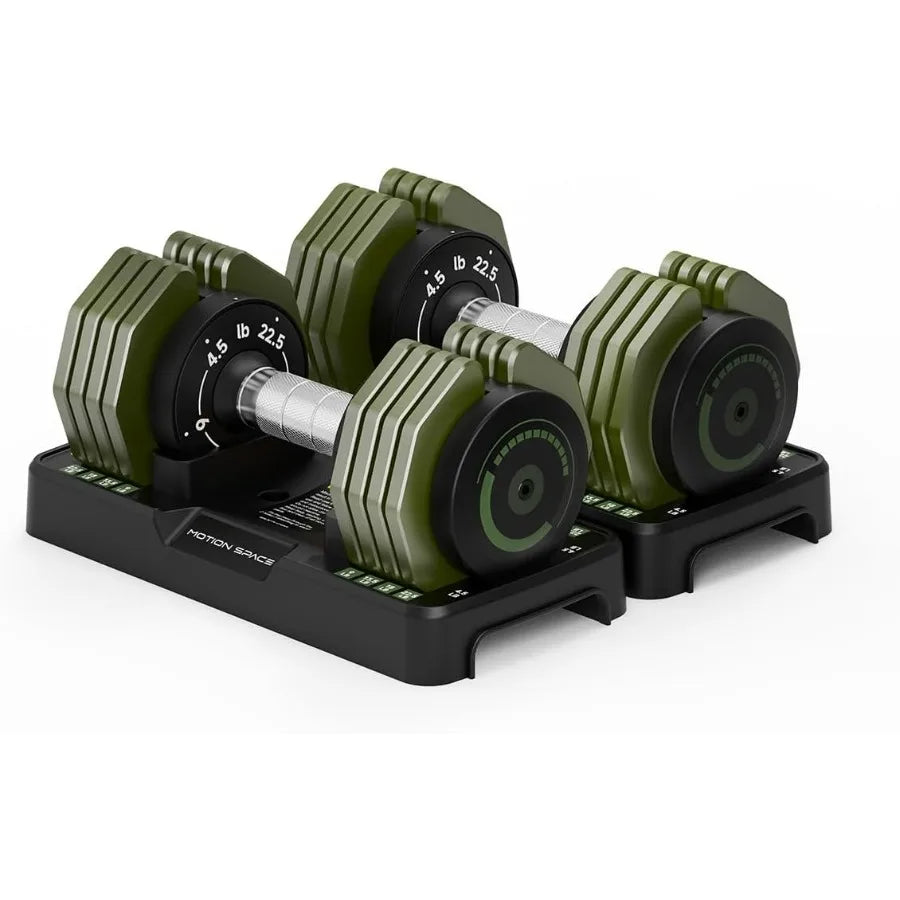 Adjustable Dumbbells Set 22.5LB Pair, 1-Sec Fast Adjustable 5 Weights by Turning Handle, Premium Comfort Non-slip Metal Dumbbell